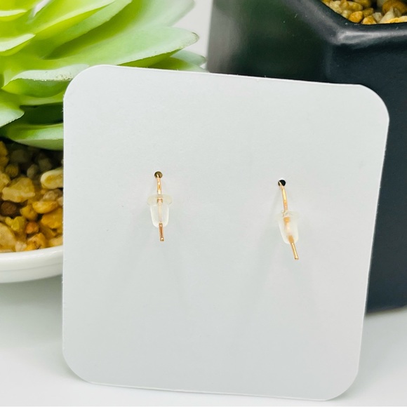 Rose Gold Blue Tigers Eye Earrings - Picture 5 of 8